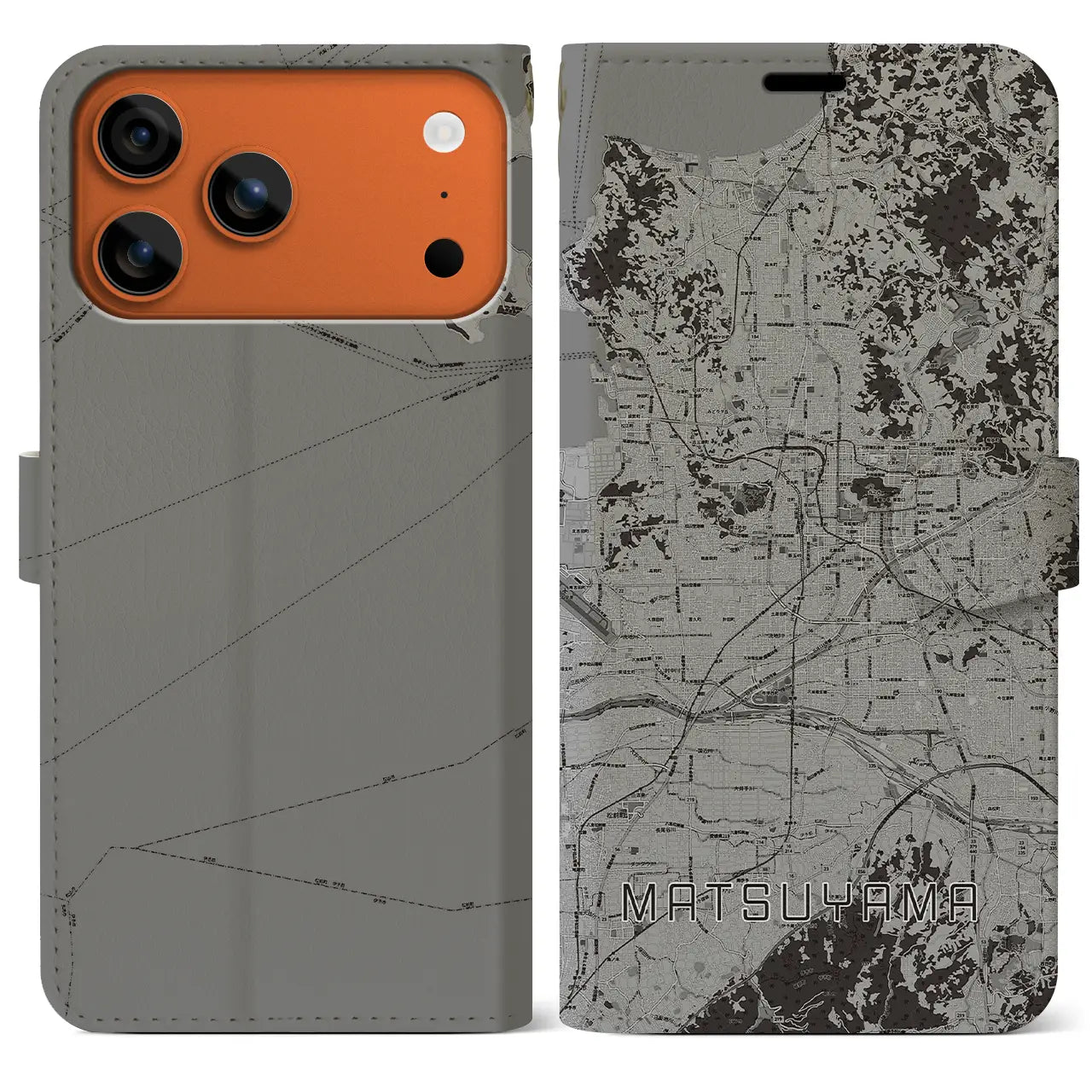 【松山(愛媛県)】地図柄iPhoneケース(手帳タイプ)