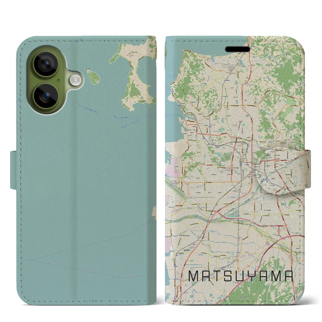【松山(愛媛県)】地図柄iPhoneケース(手帳タイプ)