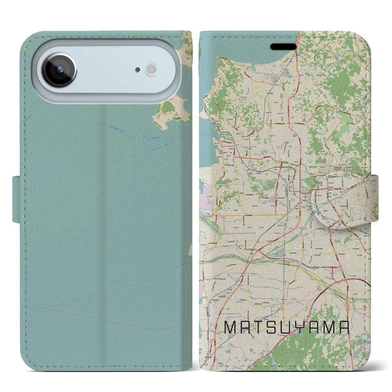 【松山(愛媛県)】地図柄iPhoneケース(手帳タイプ)