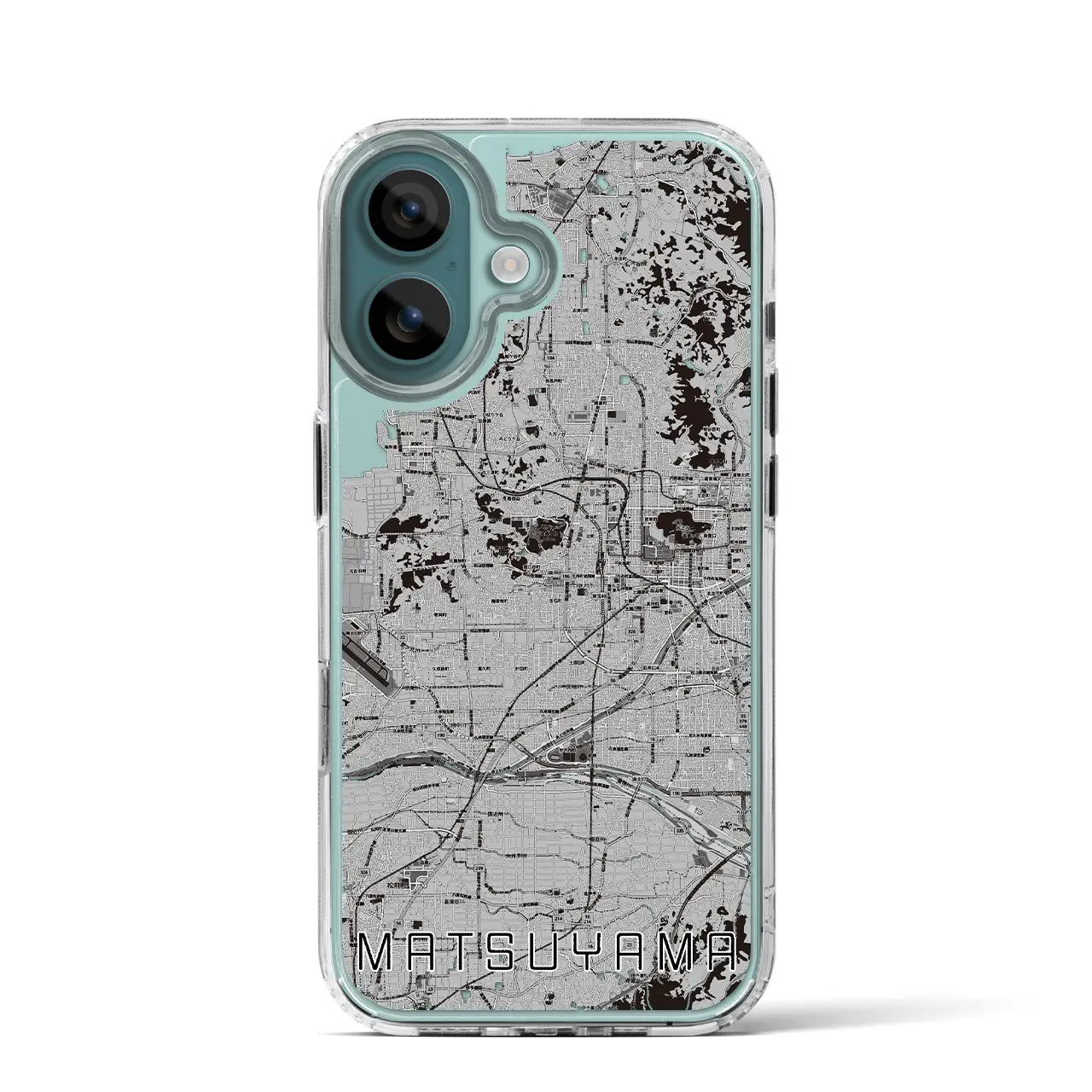 【松山(愛媛県)】地図柄iPhoneケース(MagSafeタイプ)モノトーン・iPhone 16 Pro 用