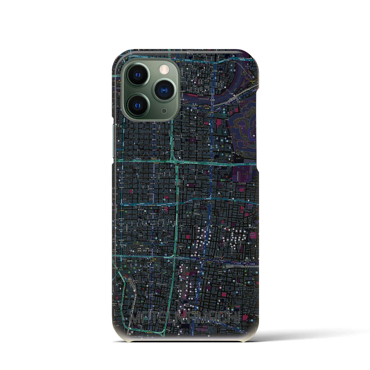 【松屋町(大阪府)】地図柄iPhoneケース(バックカバータイプ)