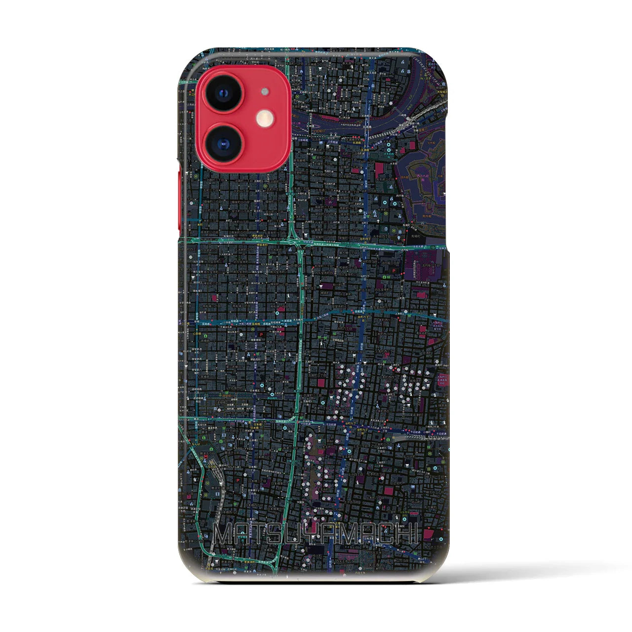 【松屋町(大阪府)】地図柄iPhoneケース(バックカバータイプ)