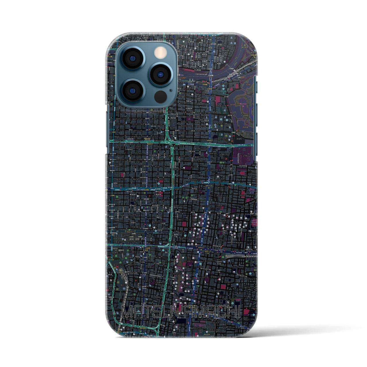 【松屋町(大阪府)】地図柄iPhoneケース(バックカバータイプ)