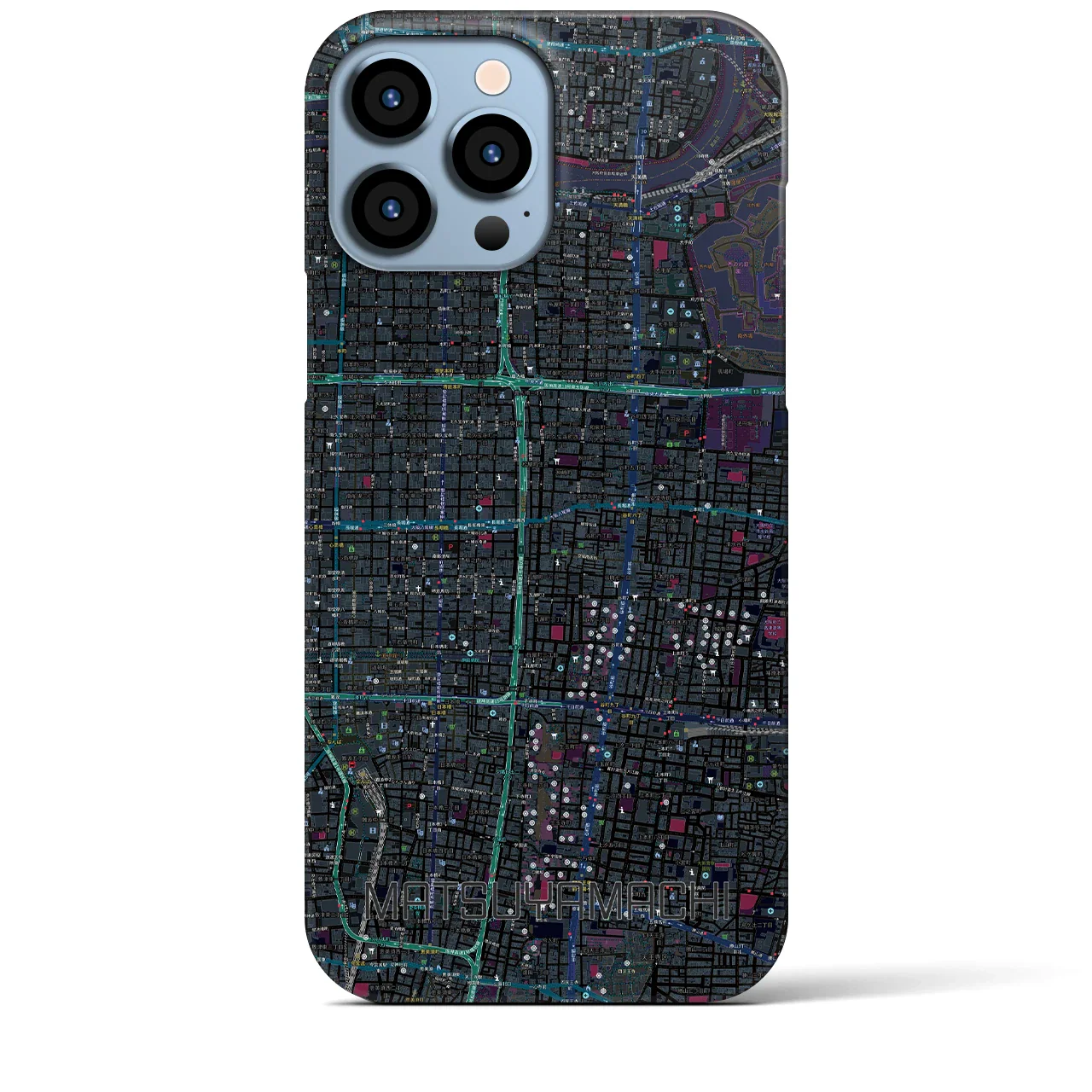 【松屋町(大阪府)】地図柄iPhoneケース(バックカバータイプ)