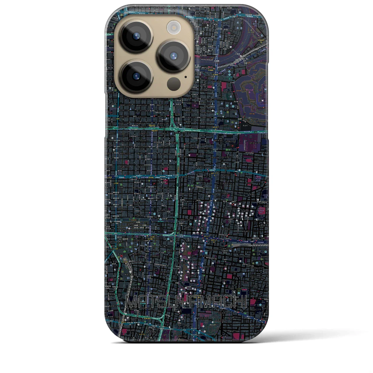 【松屋町(大阪府)】地図柄iPhoneケース(バックカバータイプ)