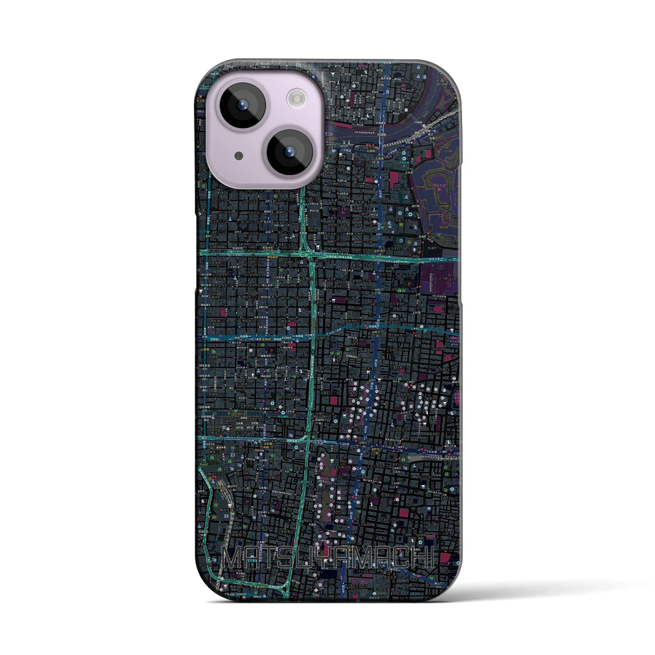 【松屋町(大阪府)】地図柄iPhoneケース(バックカバータイプ)
