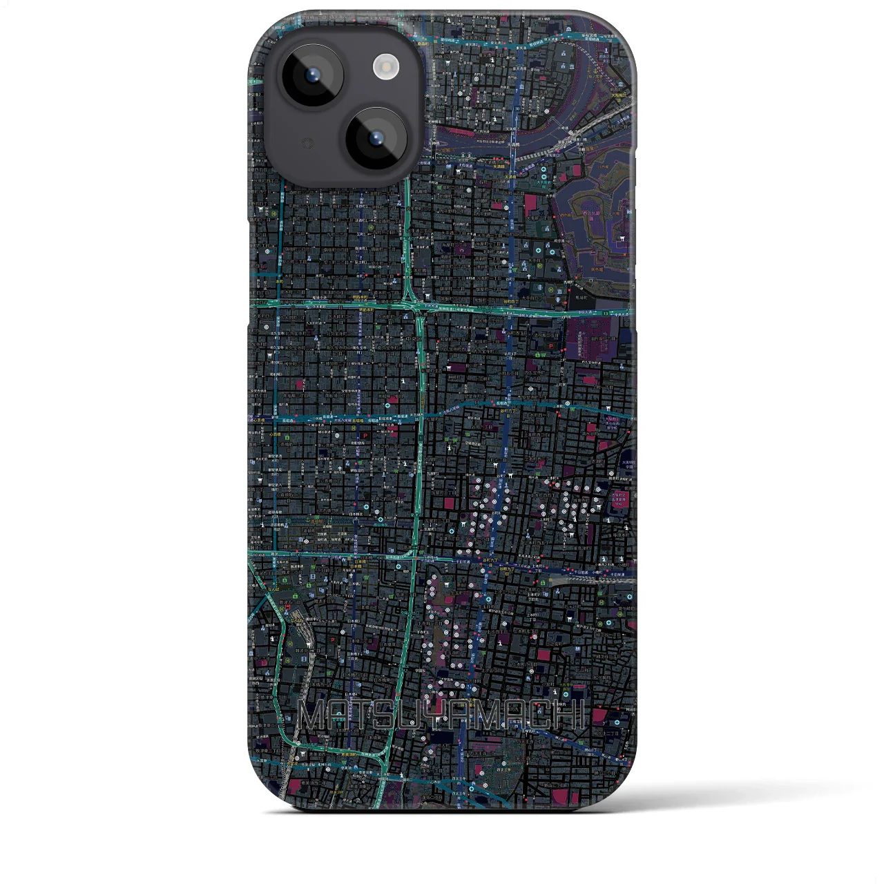 【松屋町(大阪府)】地図柄iPhoneケース(バックカバータイプ)