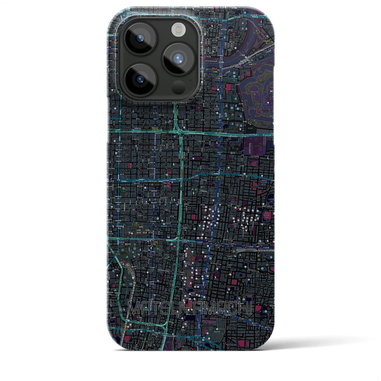 【松屋町(大阪府)】地図柄iPhoneケース(バックカバータイプ)