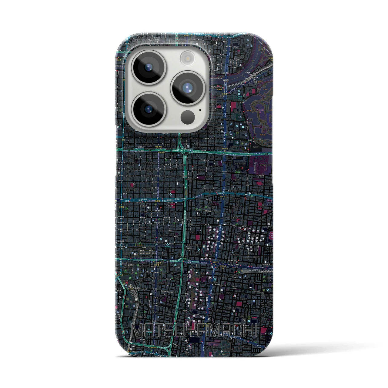 【松屋町(大阪府)】地図柄iPhoneケース(バックカバータイプ)