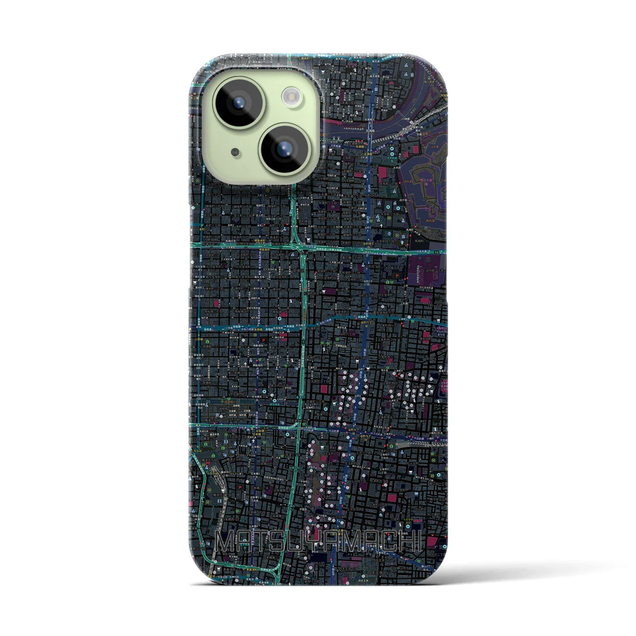 【松屋町(大阪府)】地図柄iPhoneケース(バックカバータイプ)