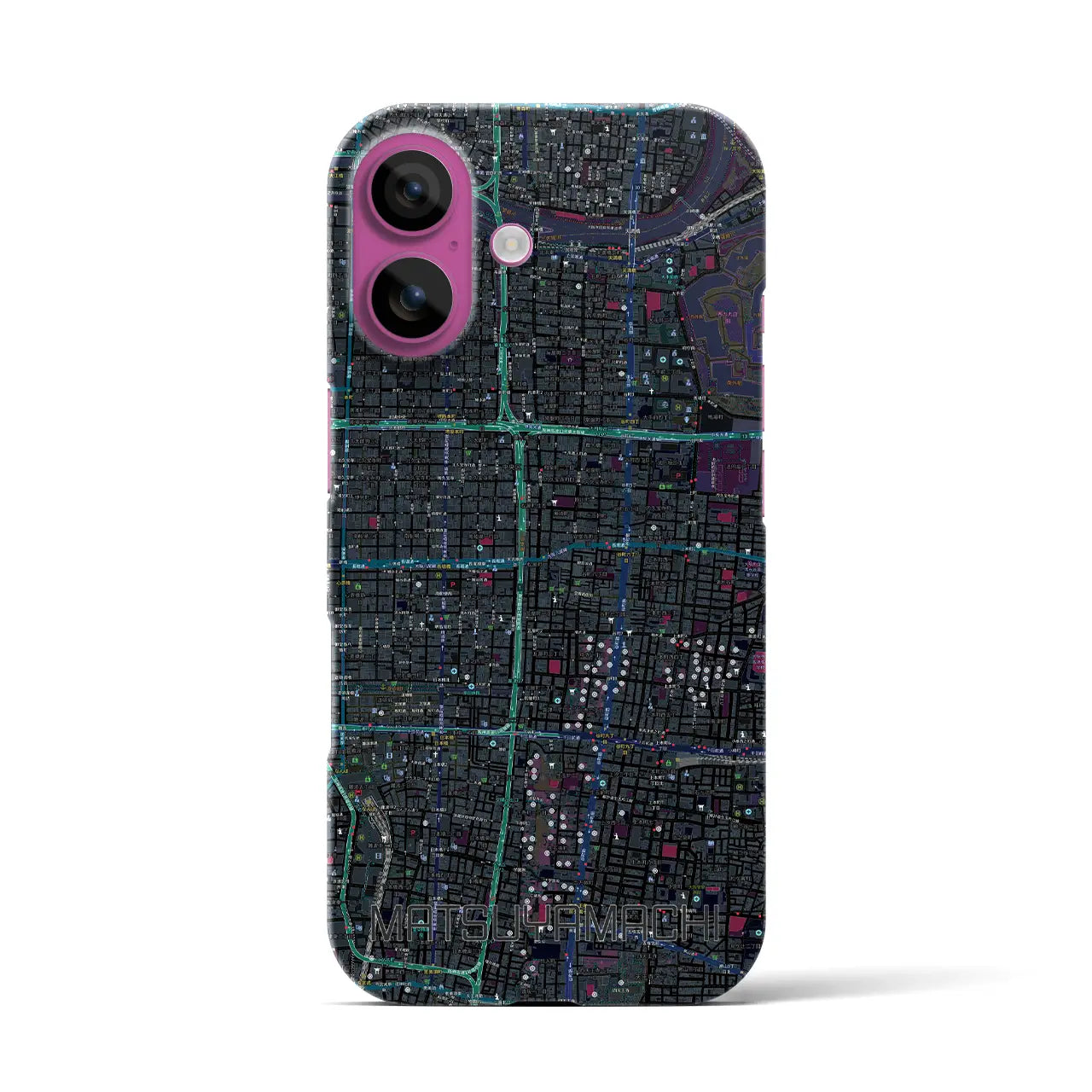 【松屋町(大阪府)】地図柄iPhoneケース(バックカバータイプ)