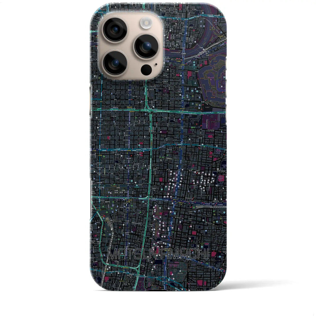 【松屋町(大阪府)】地図柄iPhoneケース(バックカバータイプ)