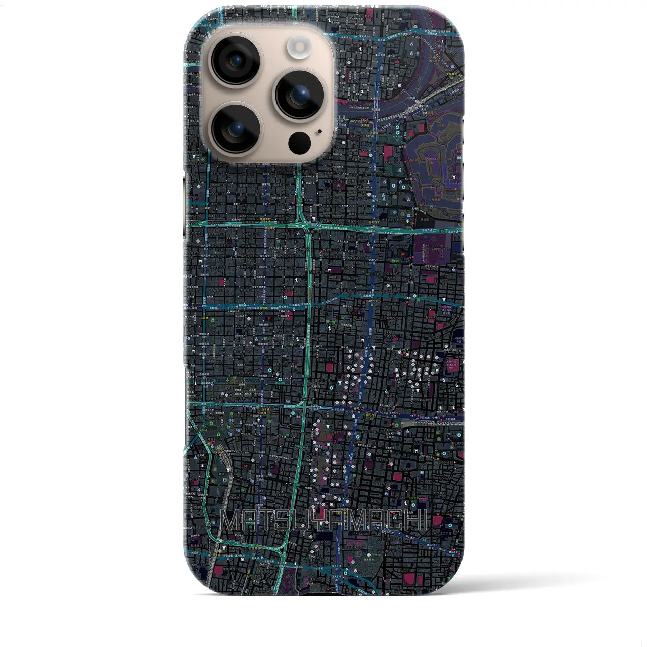 【松屋町(大阪府)】地図柄iPhoneケース(バックカバータイプ)