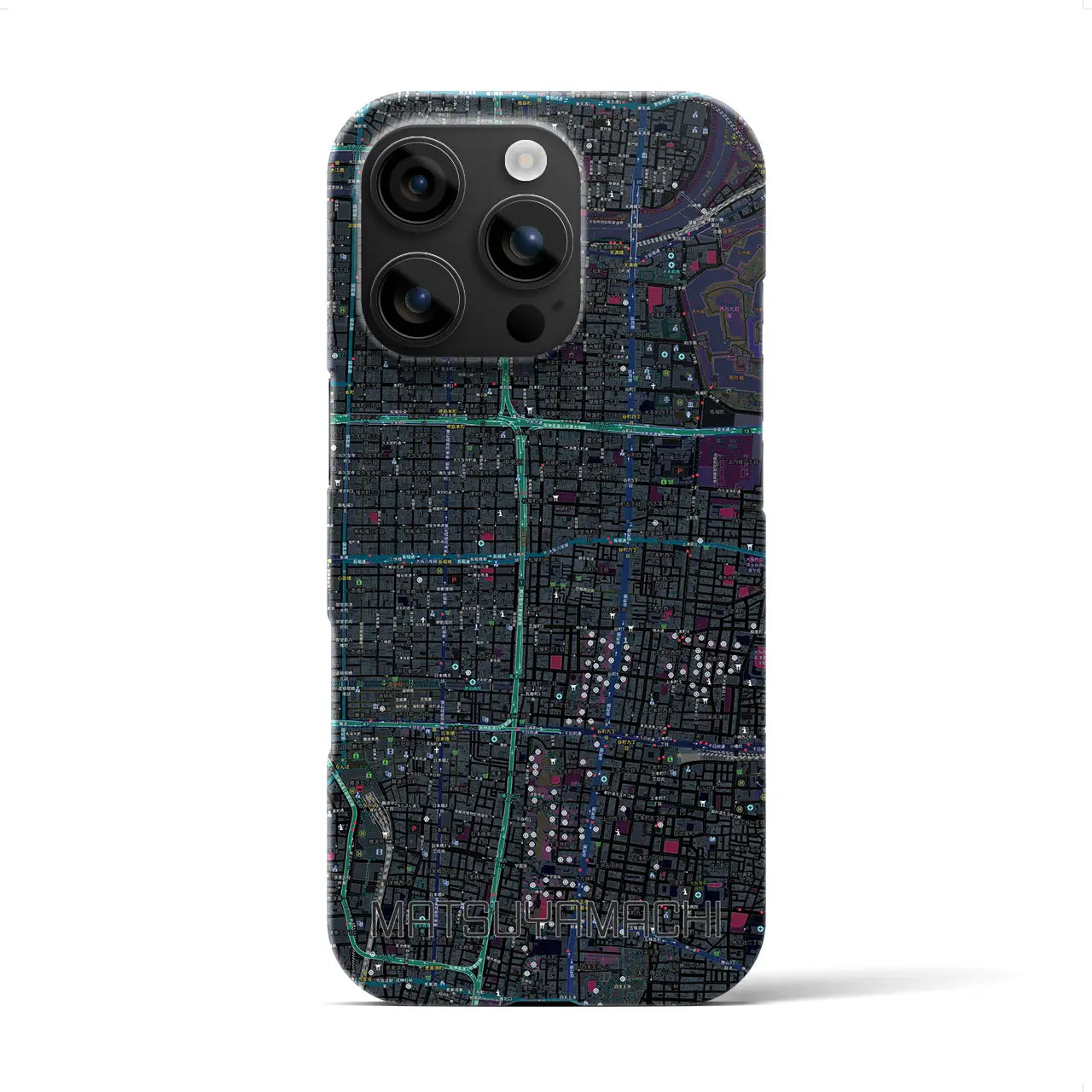 【松屋町(大阪府)】地図柄iPhoneケース(バックカバータイプ)