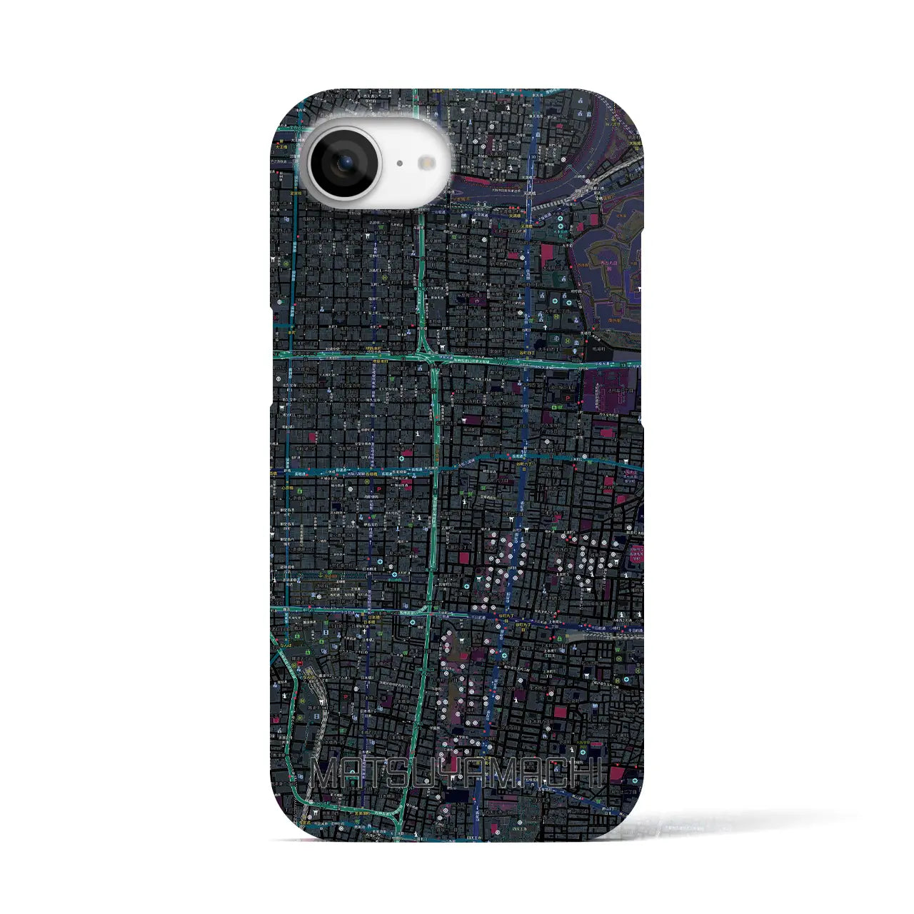 【松屋町(大阪府)】地図柄iPhoneケース(バックカバータイプ)