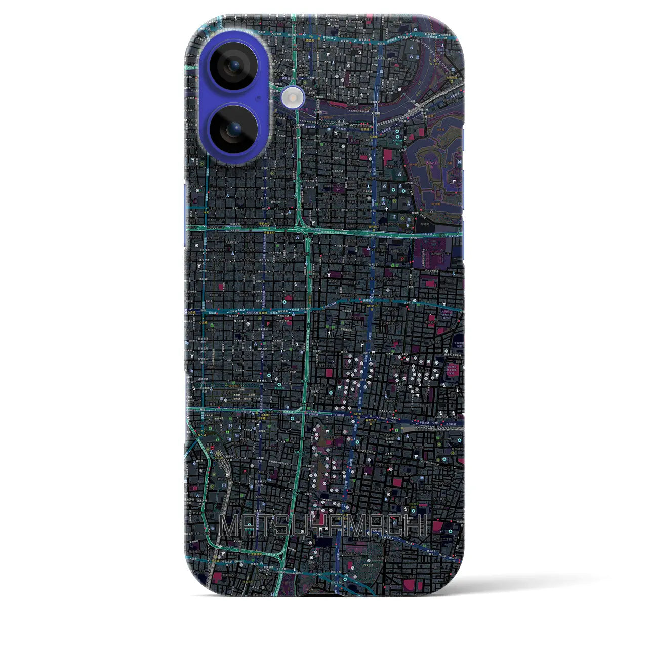 【松屋町(大阪府)】地図柄iPhoneケース(バックカバータイプ)