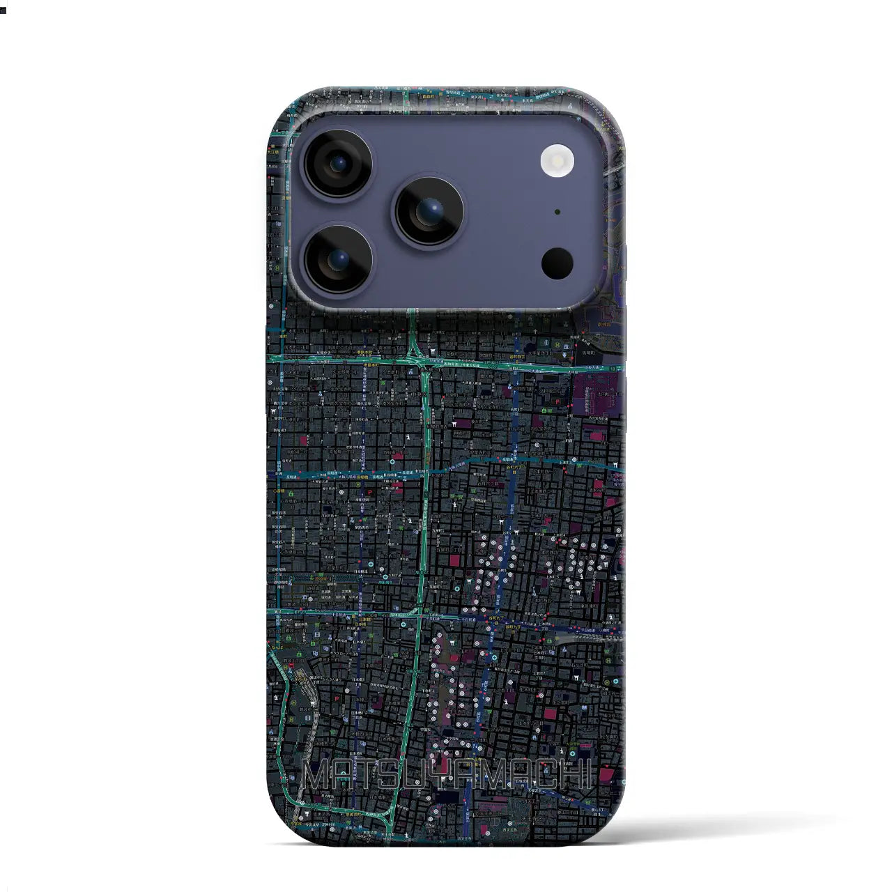 【松屋町(大阪府)】地図柄iPhoneケース(バックカバータイプ)