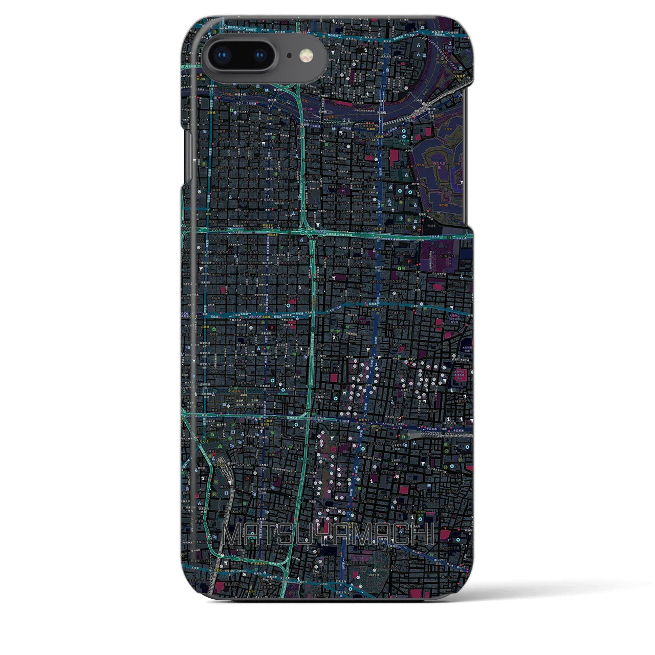 【松屋町(大阪府)】地図柄iPhoneケース(バックカバータイプ)