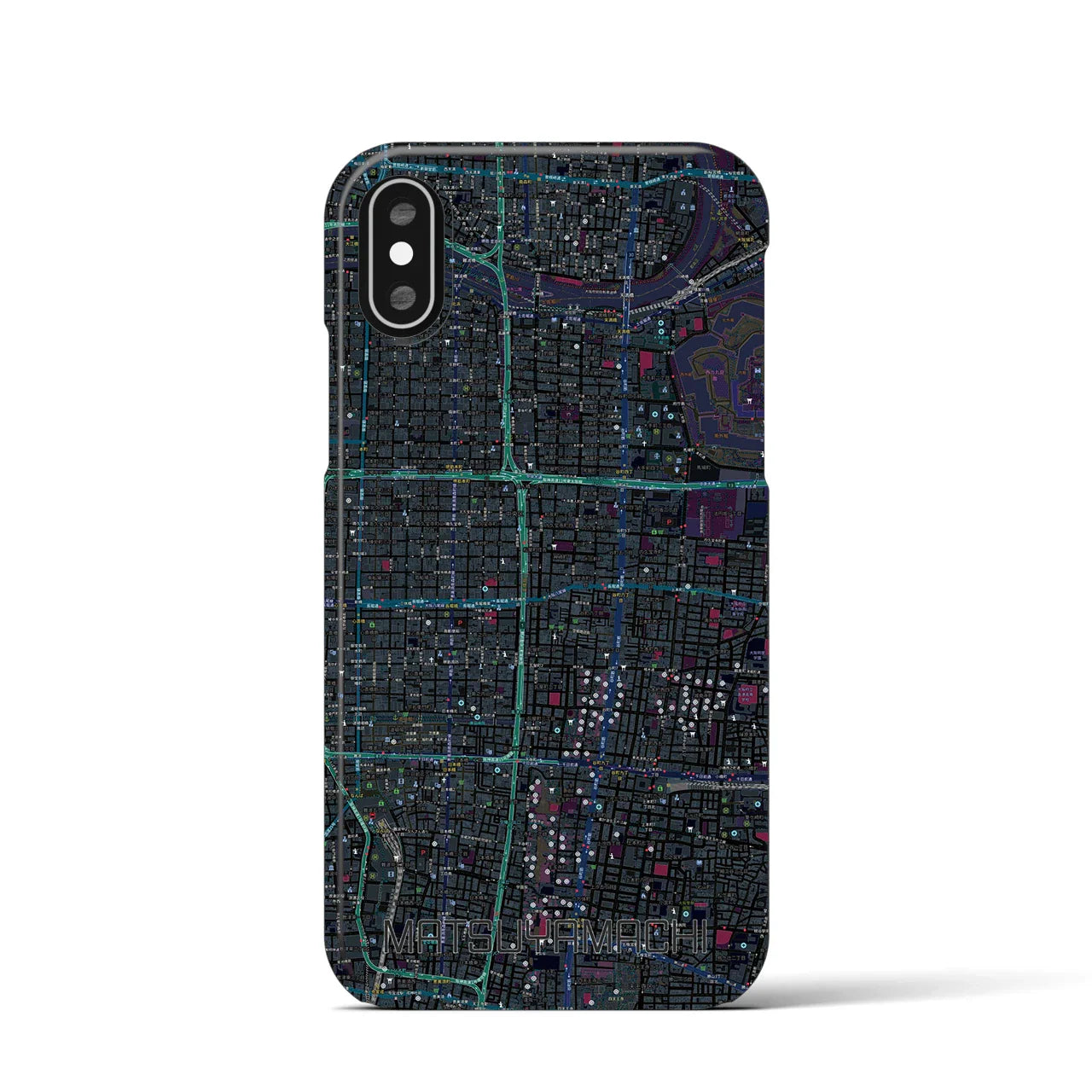 【松屋町(大阪府)】地図柄iPhoneケース(バックカバータイプ)