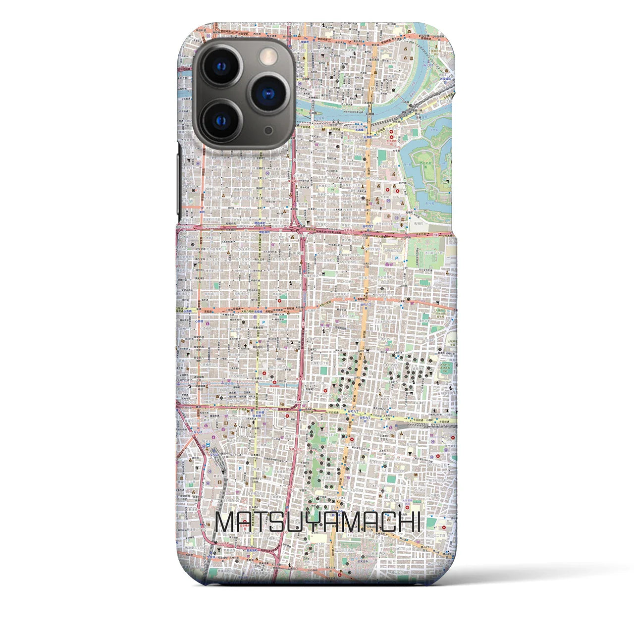 【松屋町(大阪府)】地図柄iPhoneケース(バックカバータイプ)