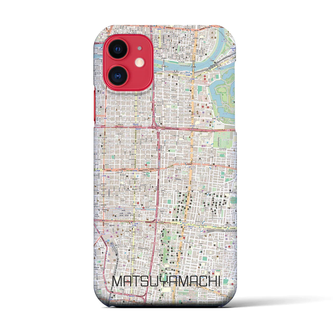 【松屋町(大阪府)】地図柄iPhoneケース(バックカバータイプ)