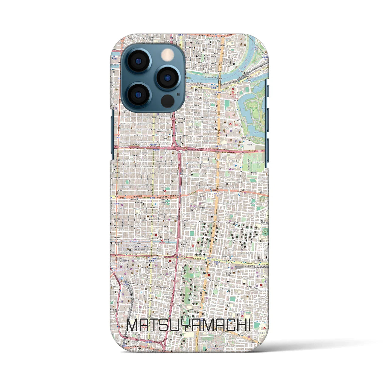 【松屋町(大阪府)】地図柄iPhoneケース(バックカバータイプ)