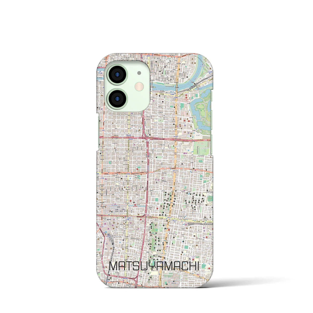 【松屋町(大阪府)】地図柄iPhoneケース(バックカバータイプ)