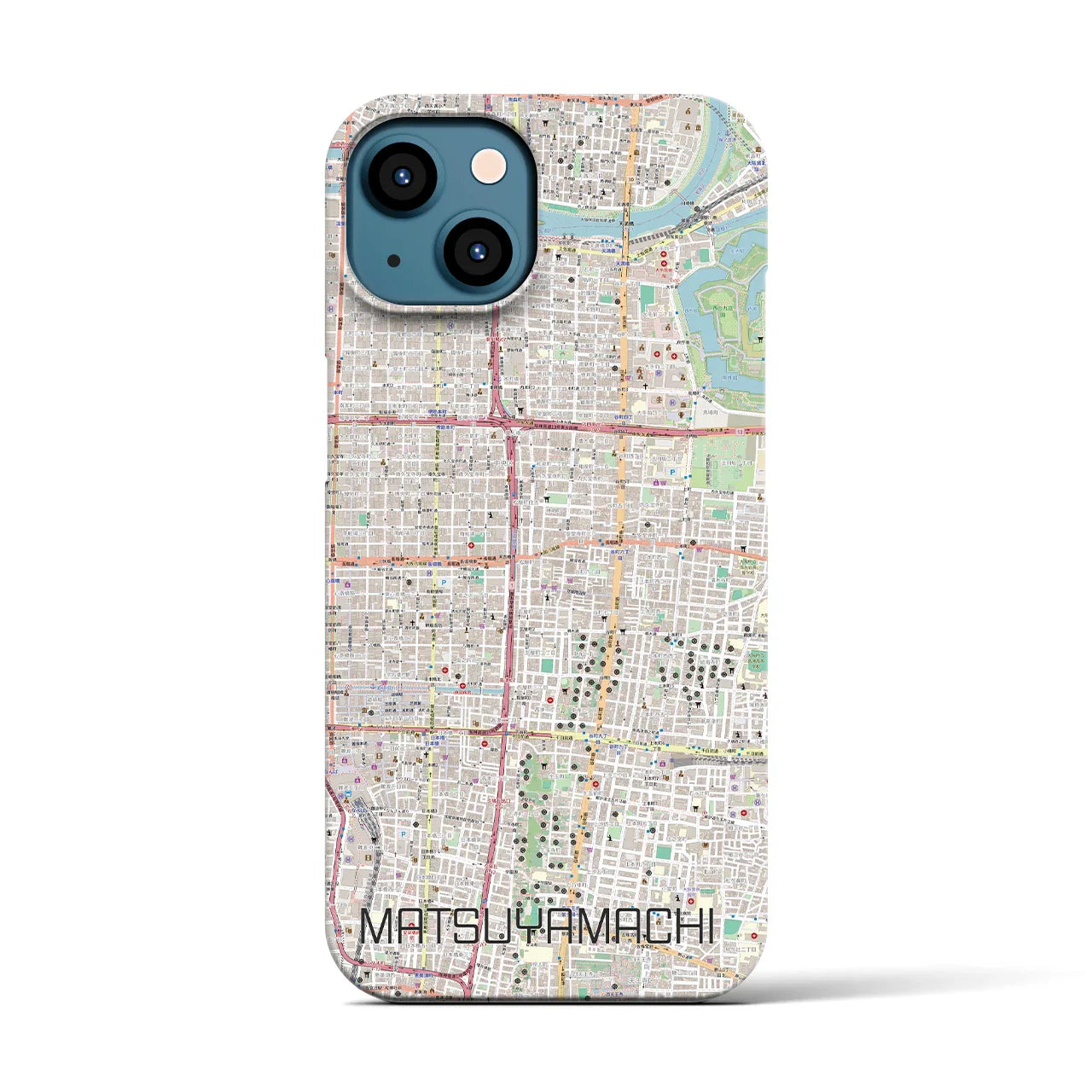 【松屋町(大阪府)】地図柄iPhoneケース(バックカバータイプ)