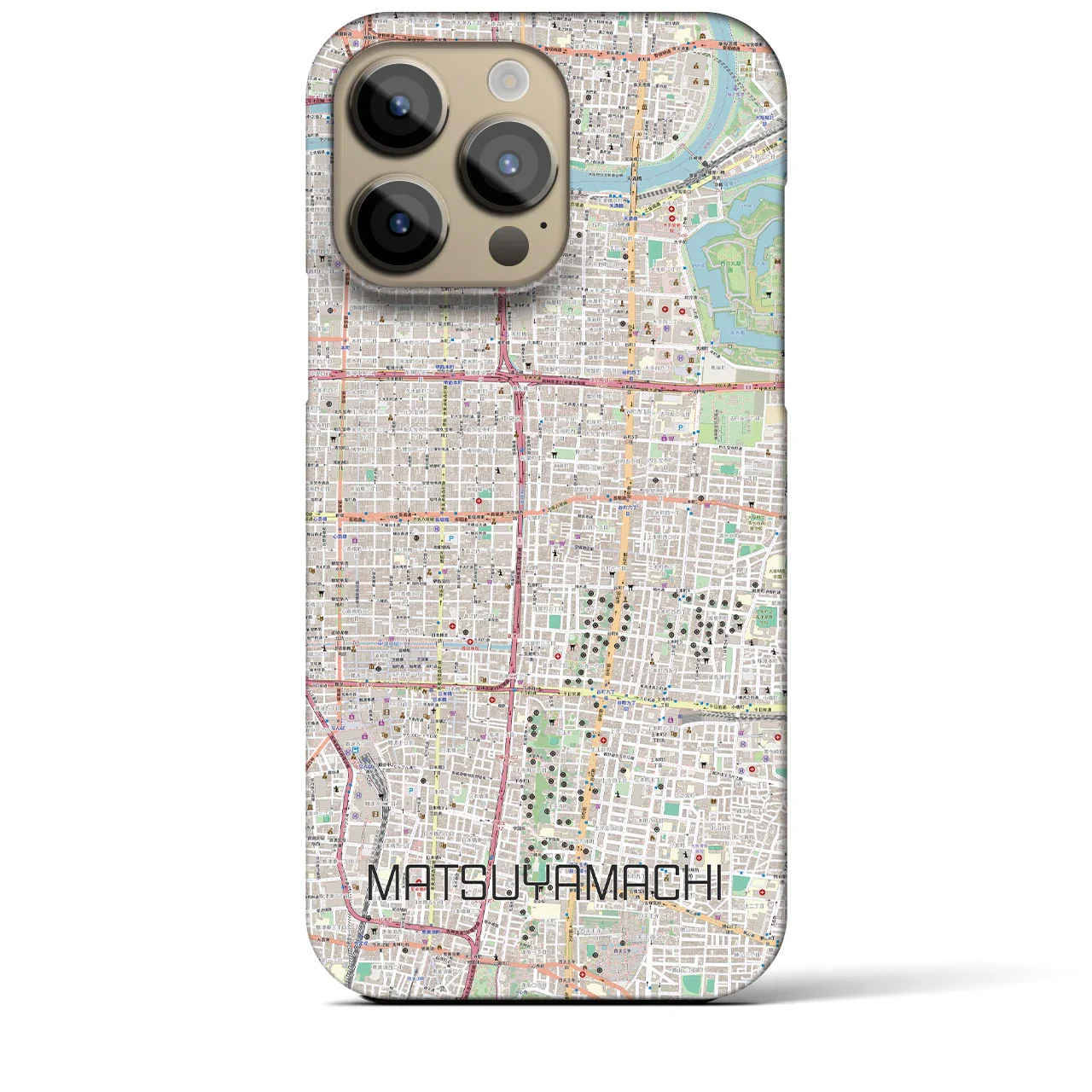 【松屋町(大阪府)】地図柄iPhoneケース(バックカバータイプ)