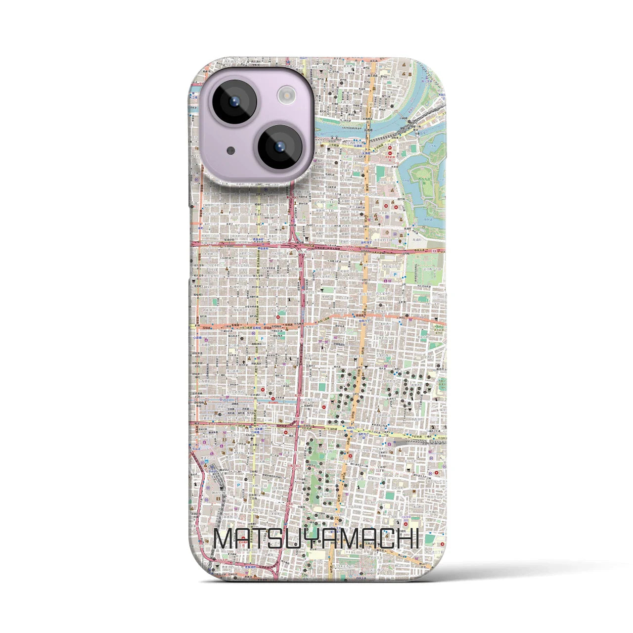 【松屋町(大阪府)】地図柄iPhoneケース(バックカバータイプ)