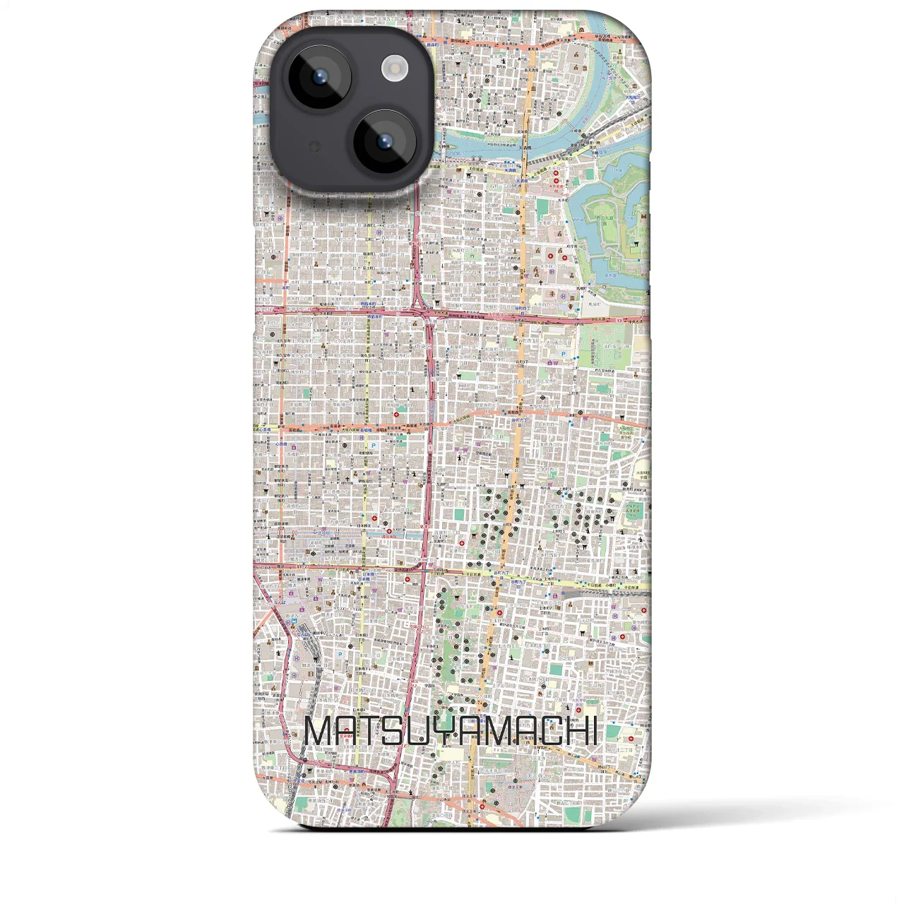 【松屋町(大阪府)】地図柄iPhoneケース(バックカバータイプ)