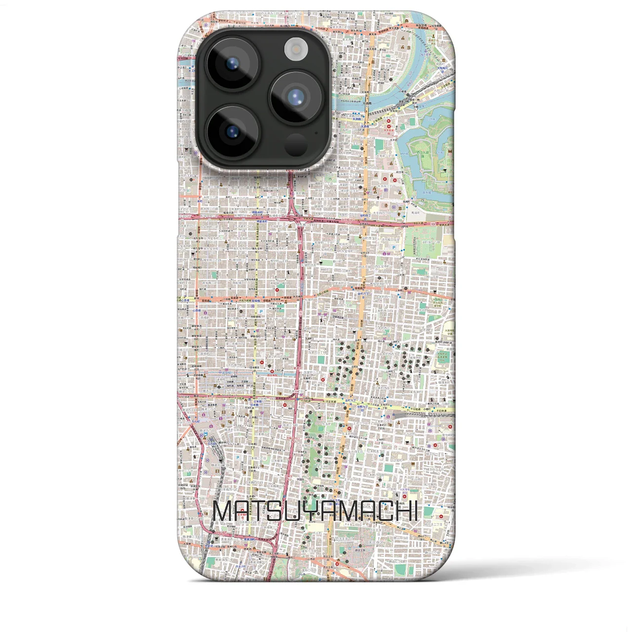 【松屋町(大阪府)】地図柄iPhoneケース(バックカバータイプ)