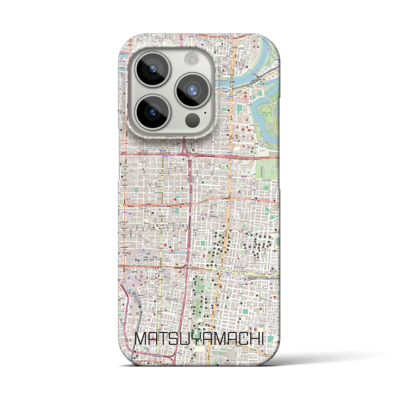【松屋町(大阪府)】地図柄iPhoneケース(バックカバータイプ)