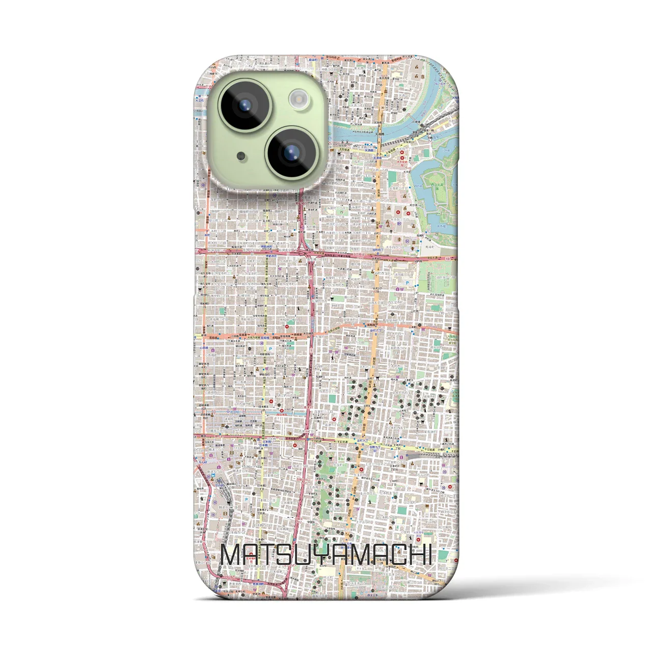【松屋町(大阪府)】地図柄iPhoneケース(バックカバータイプ)