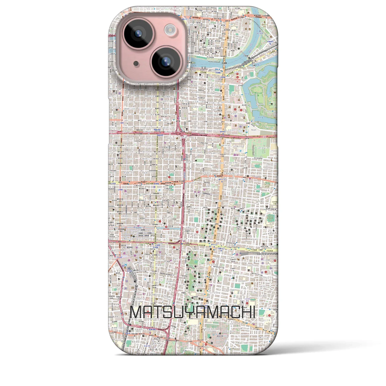 【松屋町(大阪府)】地図柄iPhoneケース(バックカバータイプ)