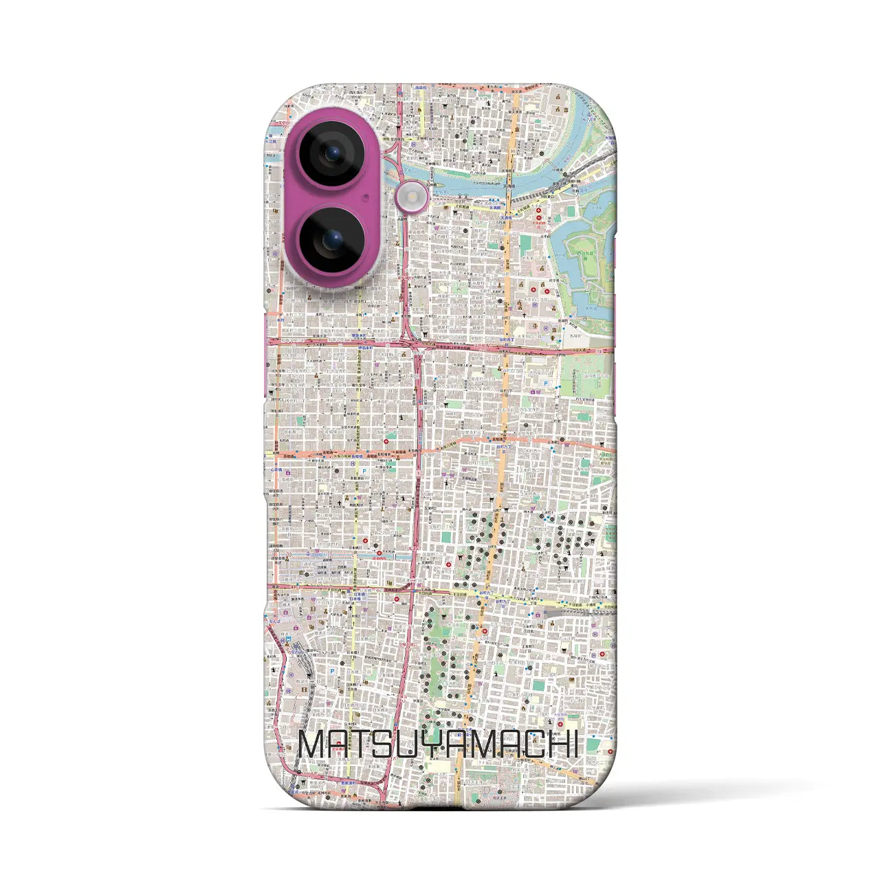 【松屋町(大阪府)】地図柄iPhoneケース(バックカバータイプ)