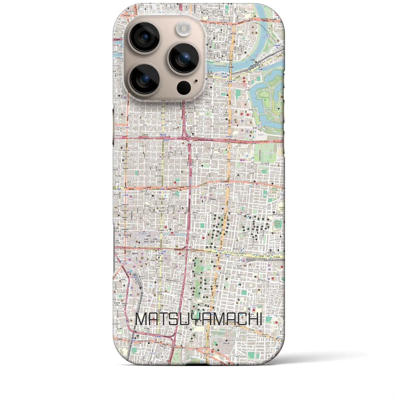 【松屋町(大阪府)】地図柄iPhoneケース(バックカバータイプ)