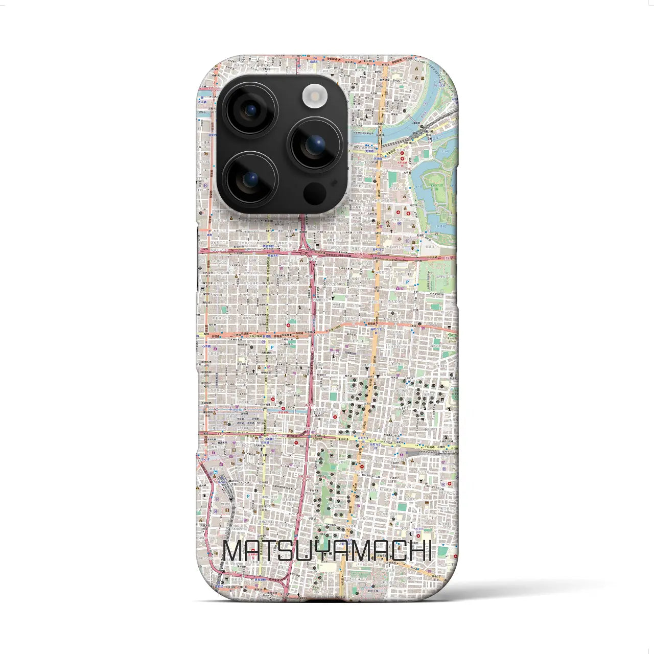 【松屋町(大阪府)】地図柄iPhoneケース(バックカバータイプ)