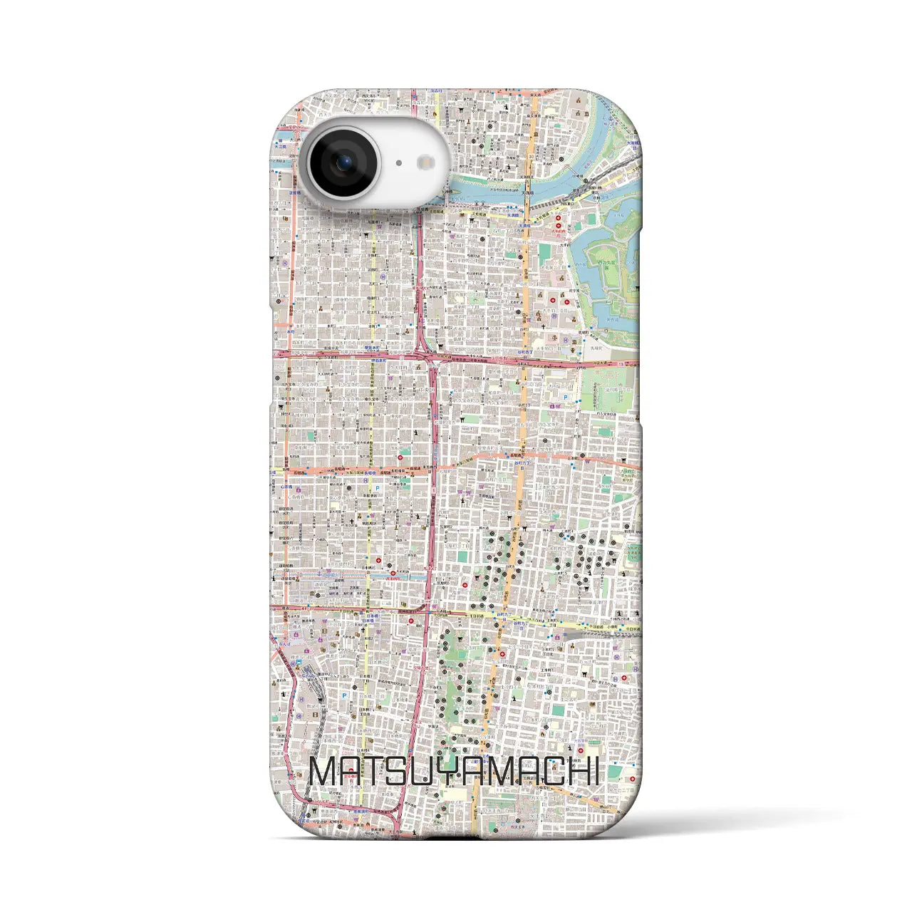 【松屋町(大阪府)】地図柄iPhoneケース(バックカバータイプ)