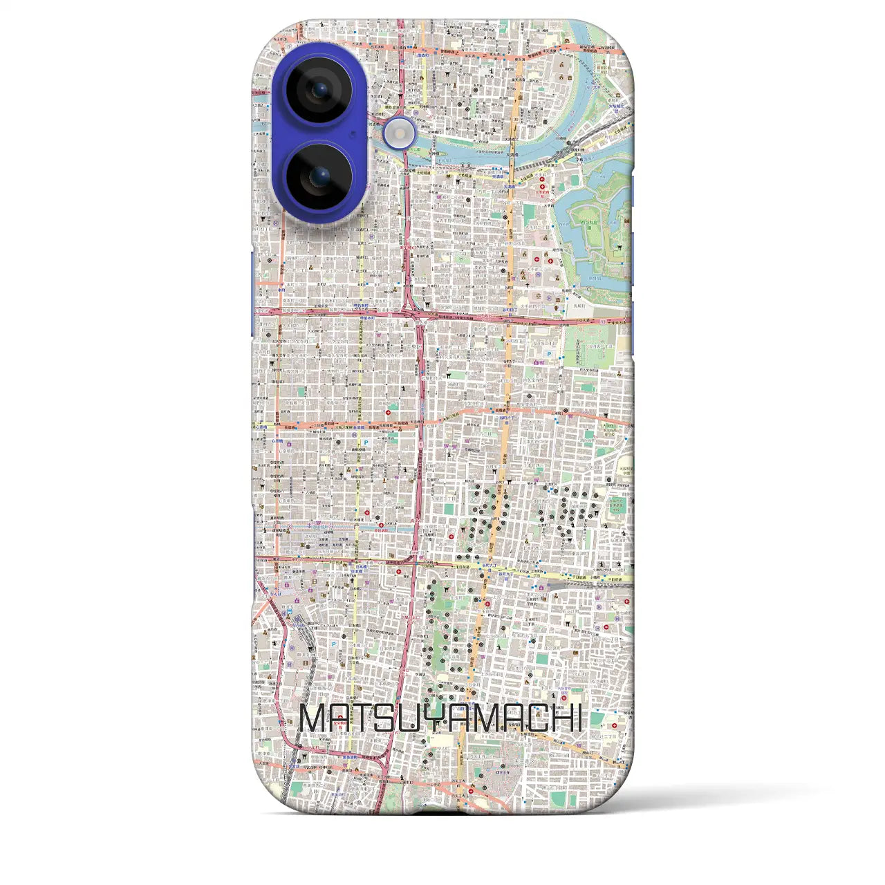 【松屋町(大阪府)】地図柄iPhoneケース(バックカバータイプ)ナチュラル・iPhone 16 Pro Max 用