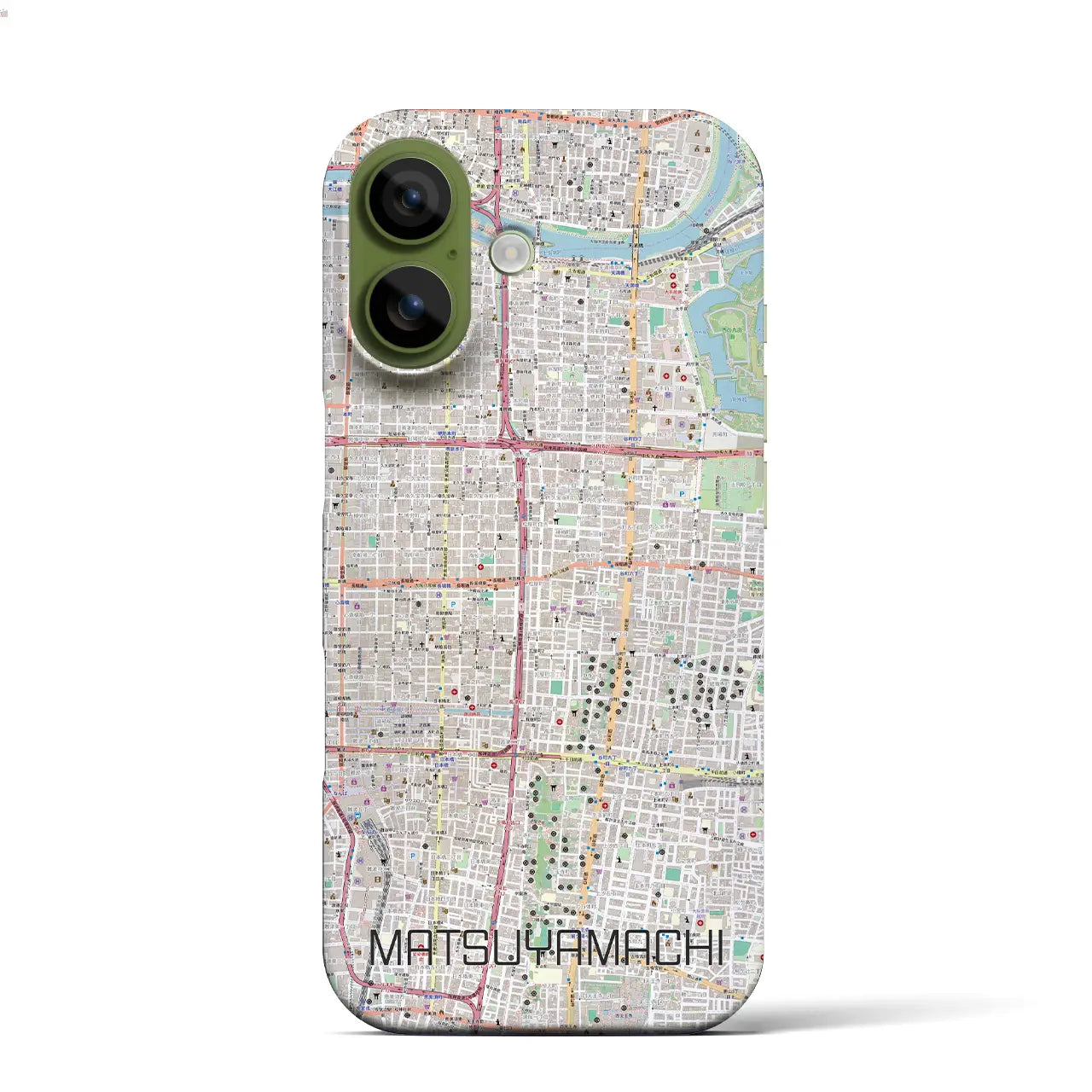 【松屋町(大阪府)】地図柄iPhoneケース(バックカバータイプ)