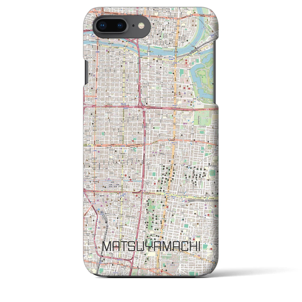 【松屋町(大阪府)】地図柄iPhoneケース(バックカバータイプ)