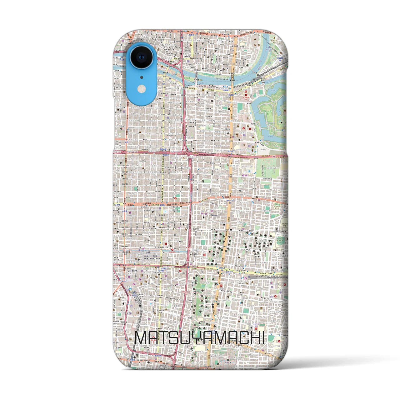 【松屋町(大阪府)】地図柄iPhoneケース(バックカバータイプ)