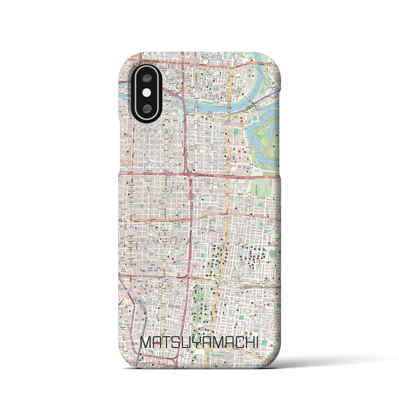 【松屋町(大阪府)】地図柄iPhoneケース(バックカバータイプ)