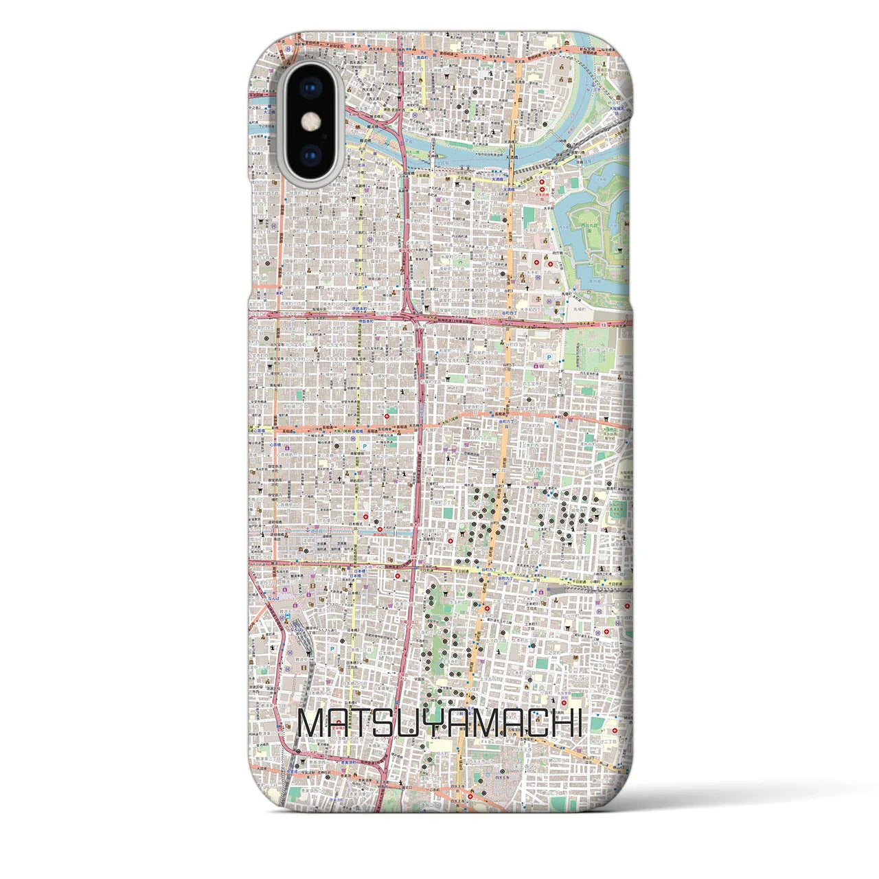 【松屋町(大阪府)】地図柄iPhoneケース(バックカバータイプ)