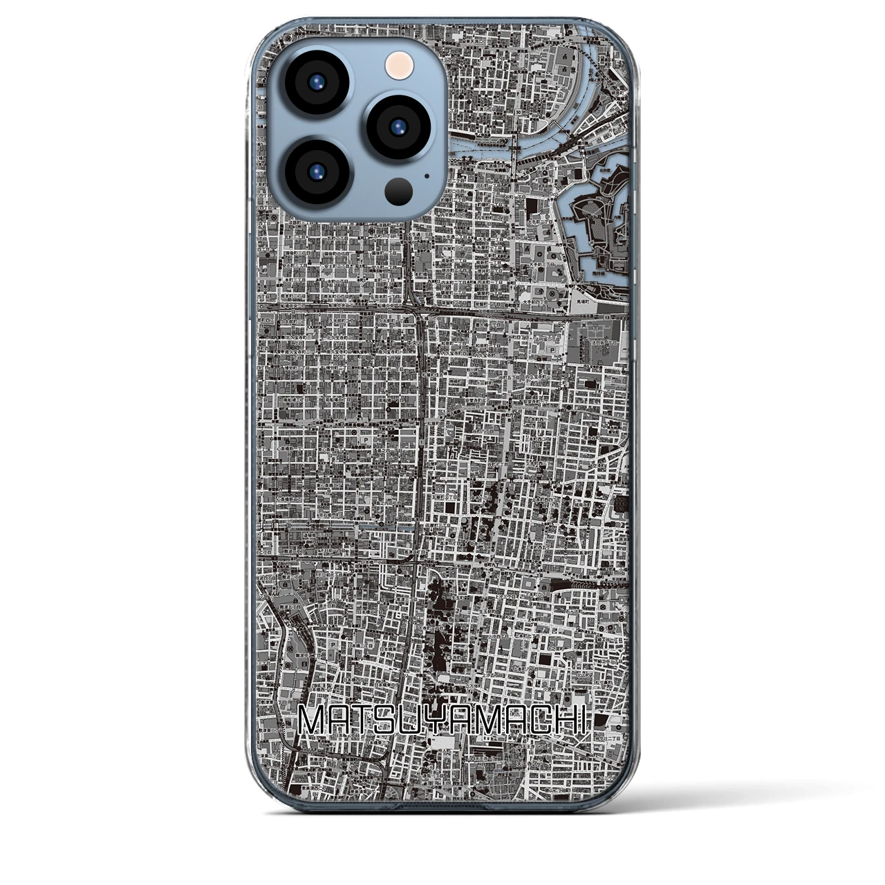 【松屋町(大阪府)】地図柄iPhoneケース(クリアタイプ)