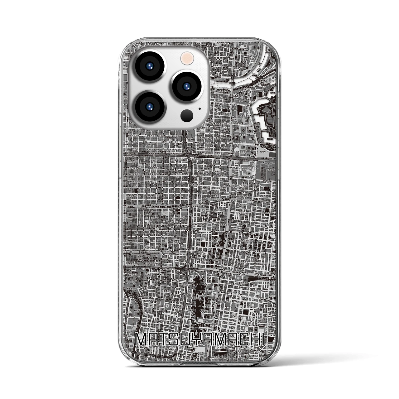 【松屋町(大阪府)】地図柄iPhoneケース(クリアタイプ)