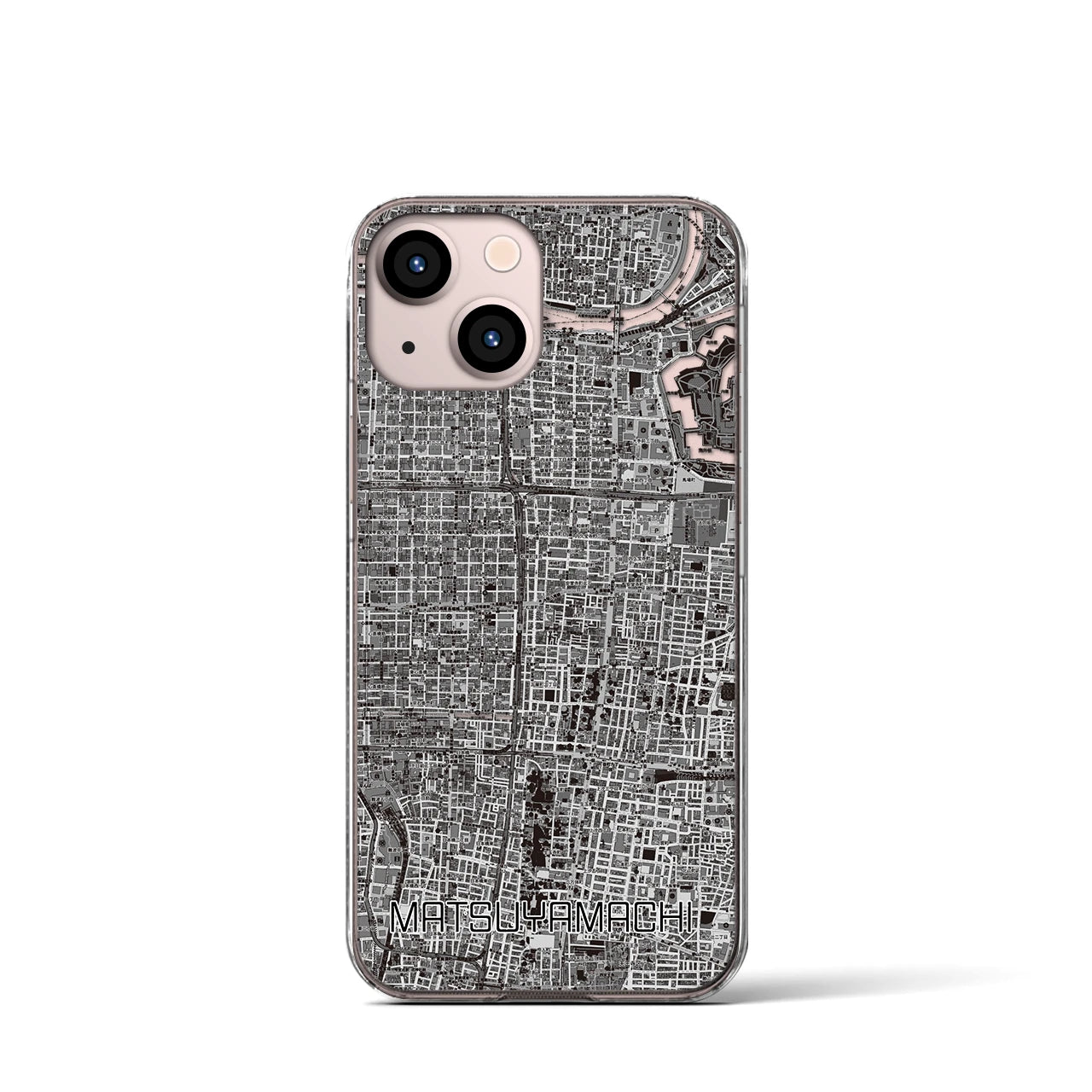 【松屋町(大阪府)】地図柄iPhoneケース(クリアタイプ)
