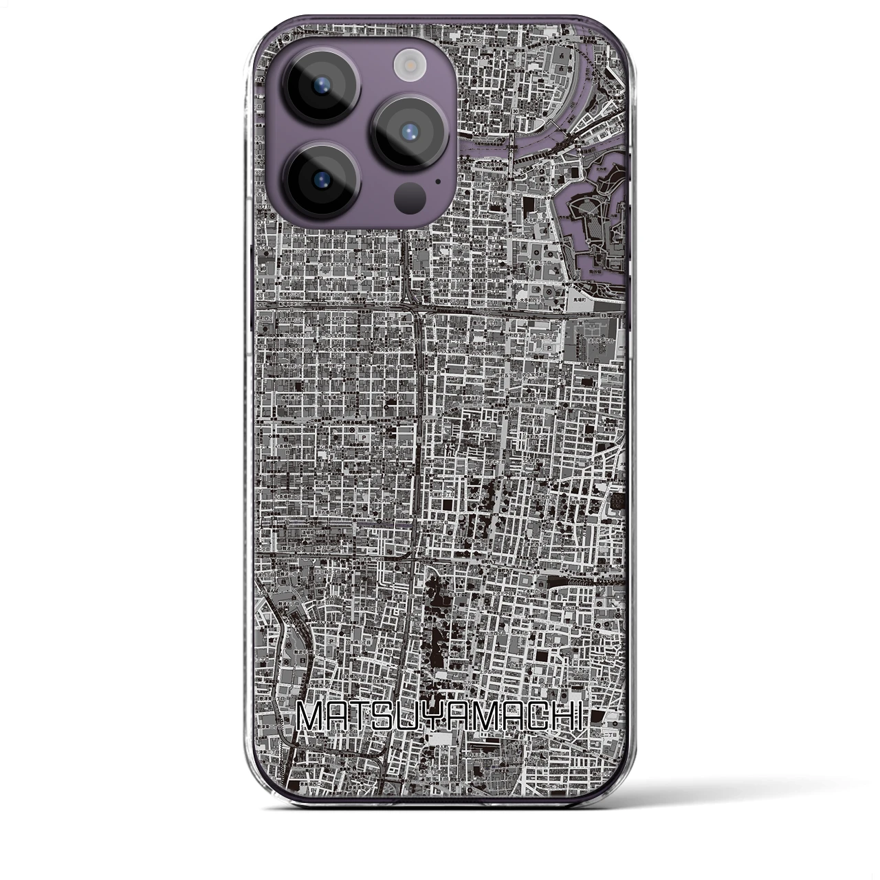 【松屋町(大阪府)】地図柄iPhoneケース(クリアタイプ)