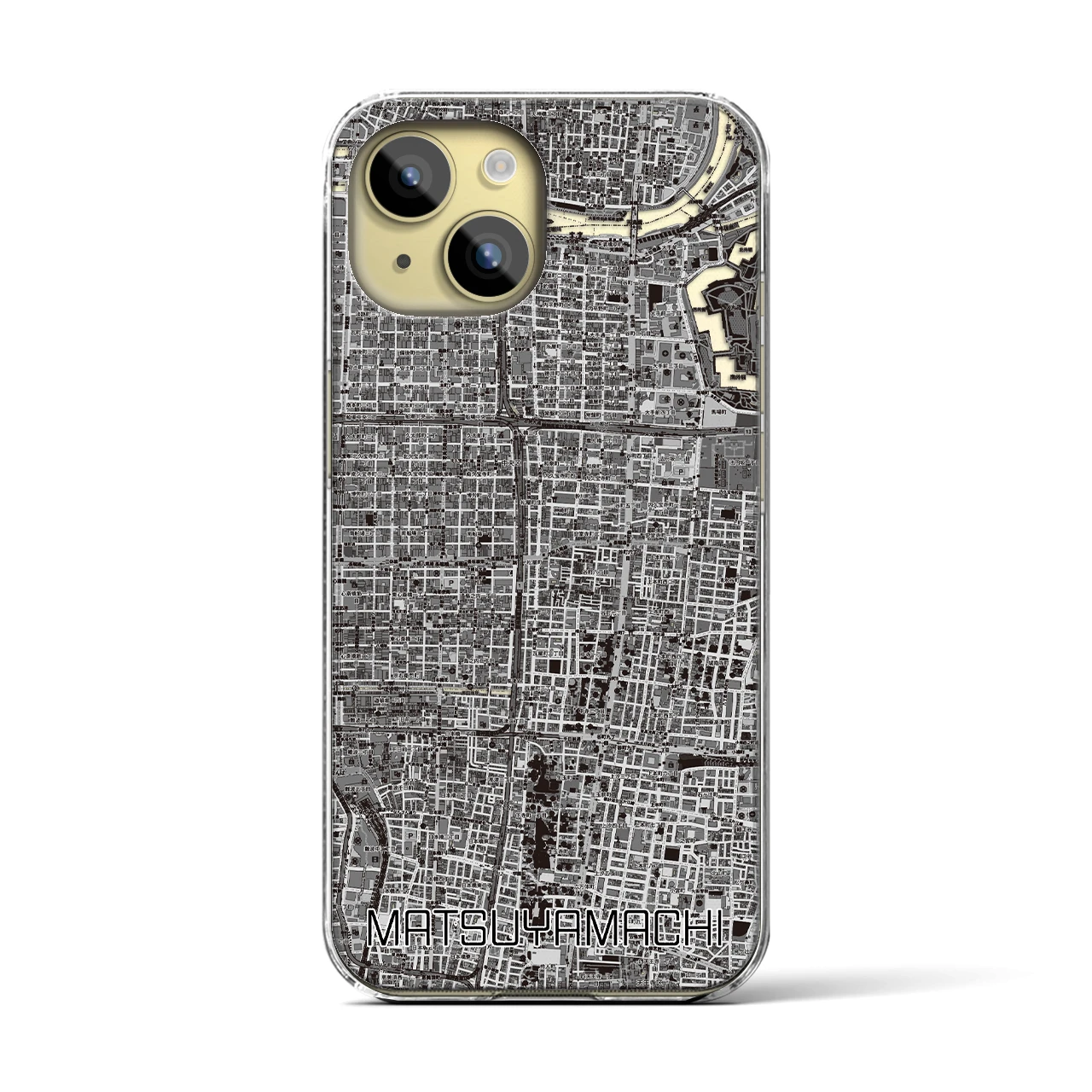 【松屋町(大阪府)】地図柄iPhoneケース(クリアタイプ)